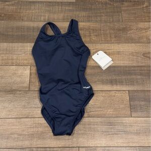 NWT Dolfin Women’s Solid Performance Back Swimsuit, Size 32 Navy Blue New